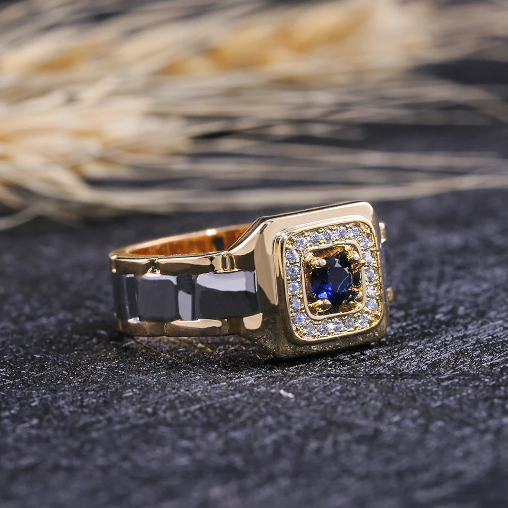Bague Homme Bicolore en Laiton et Zircon Cubique – CLEVI Paris