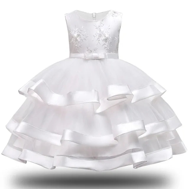 Robe cérémonie fille à fleurs brodées – CLEVI Paris