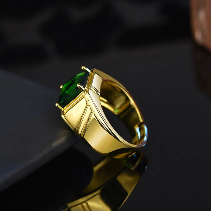 Bague Homme Ajustable en Cristal Vert, Or 18K – CLEVI Paris