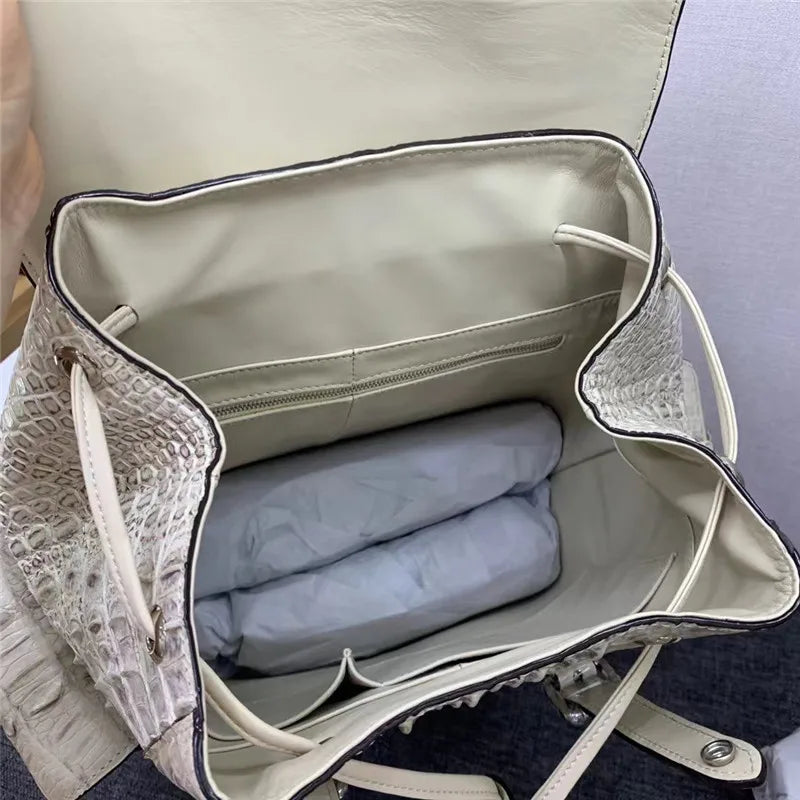 Sac à Dos Cuir Crocodile Homme Ivoire – CLEVI Paris