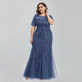Robe de soirée sirène en tulle col V – CLEVI Paris