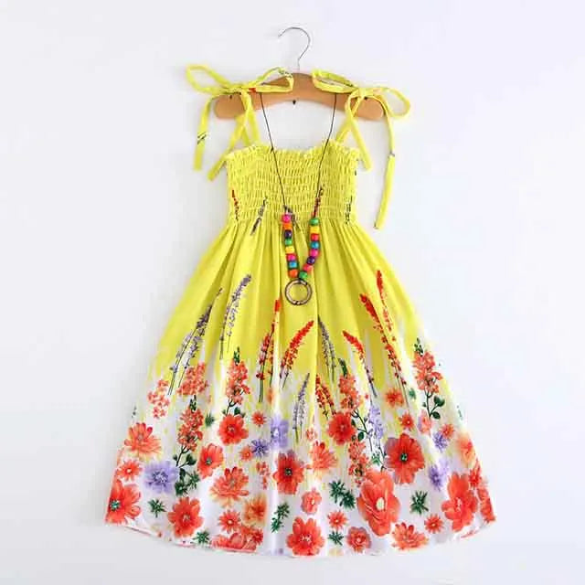 Robe fille bohème à fleurs et volants – CLEVI Paris