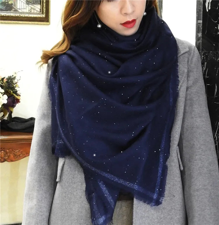 Écharpe étole en laine à sequins femme – CLEVI Paris