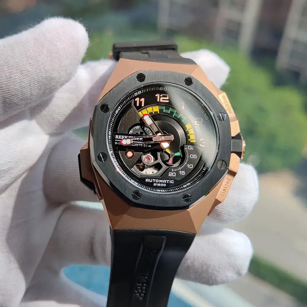 Montre Homme Automatique Squelette Sport Or Rose Reef Tiger RGA92S7 – CLEVI Paris