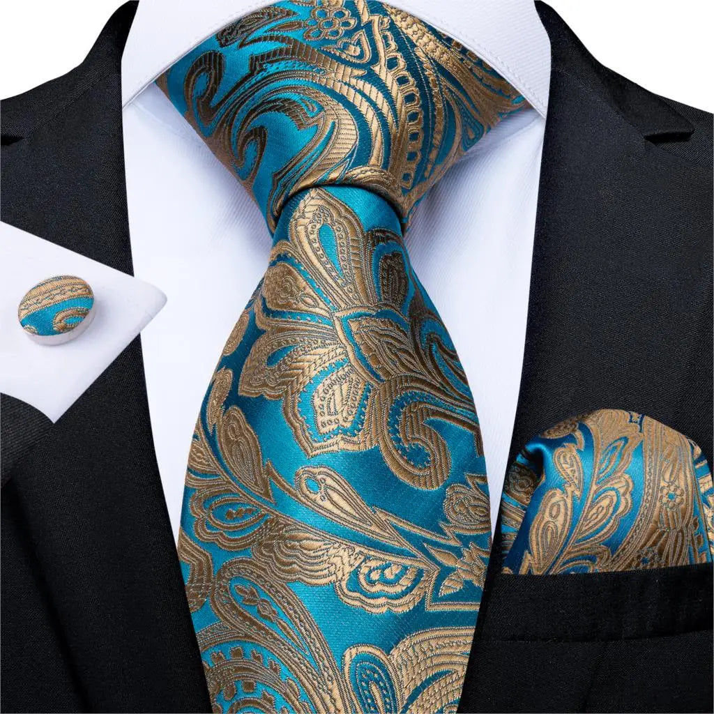 Coffret cravate homme paisley, pochette et boutons – CLEVI Paris