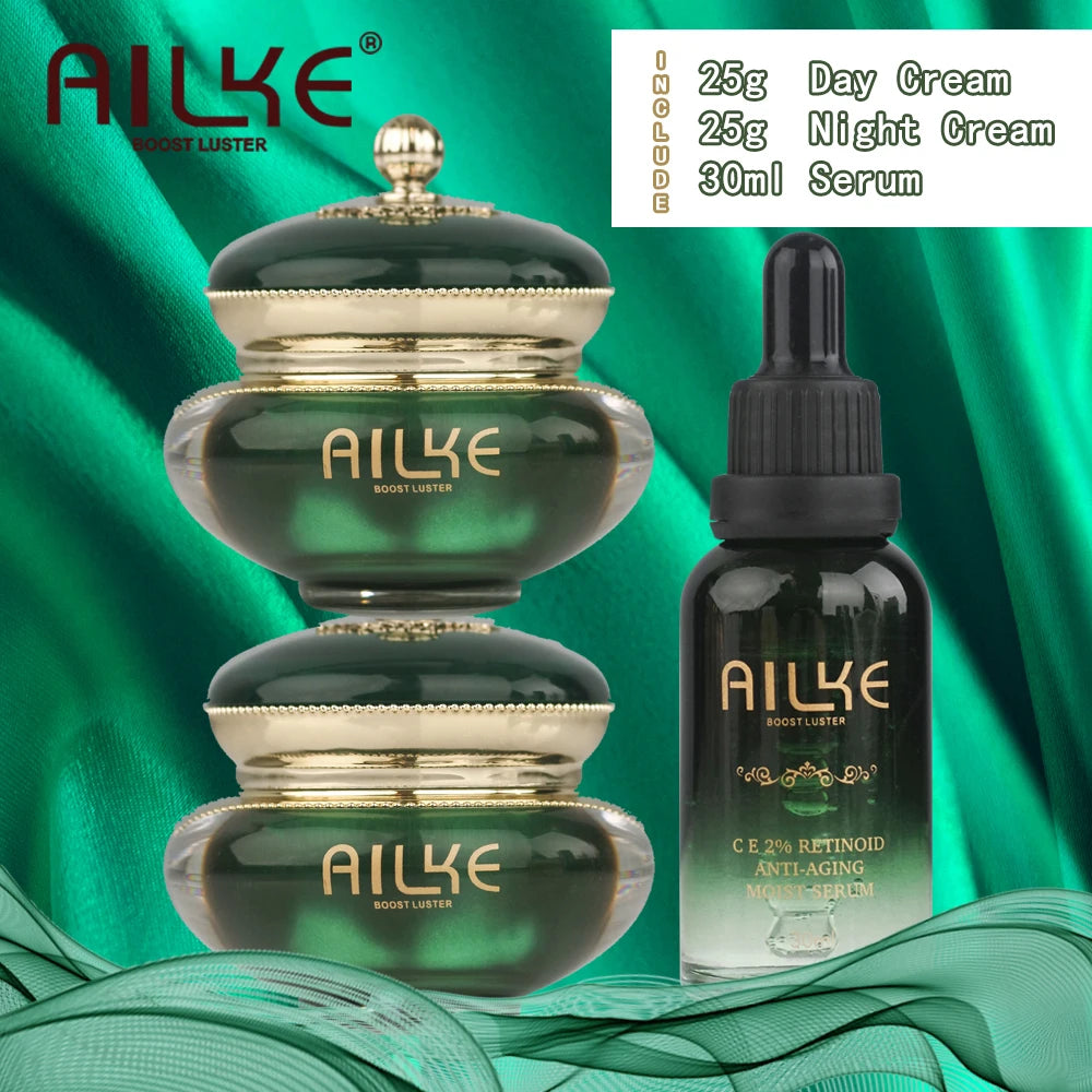 Gamme Soins Visage AILKE Retinol C&E Premium – Crème, Sérum & Nettoyant Anti-Rides – CLEVI Paris