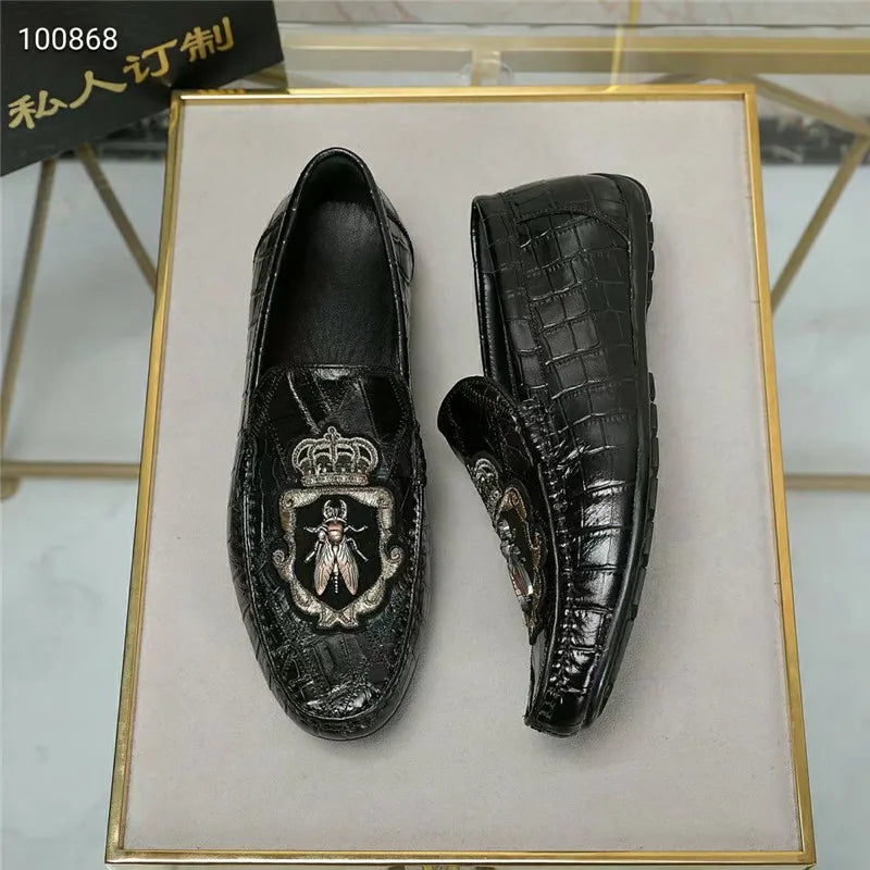 Mocassins homme noirs à motif – CLEVI Paris