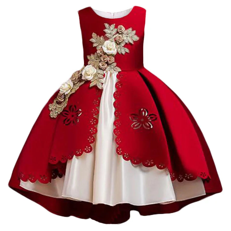 Robe fille fleurie sans manches pour fêtes – CLEVI Paris