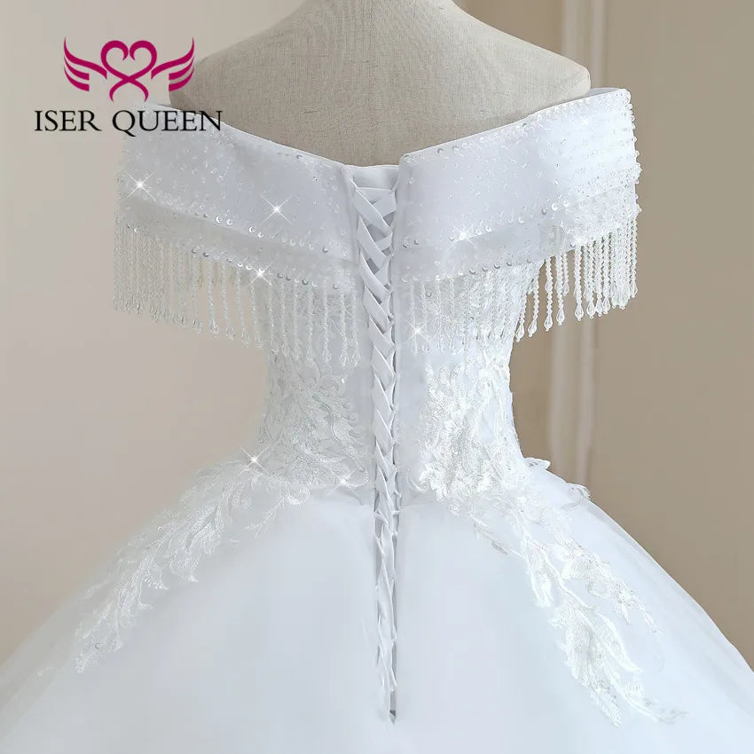 Robe de mariée princesse en dentelle scintillante – CLEVI Paris