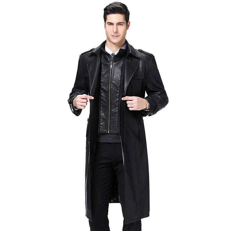 Manteau long homme noir à col amovible – CLEVI Paris