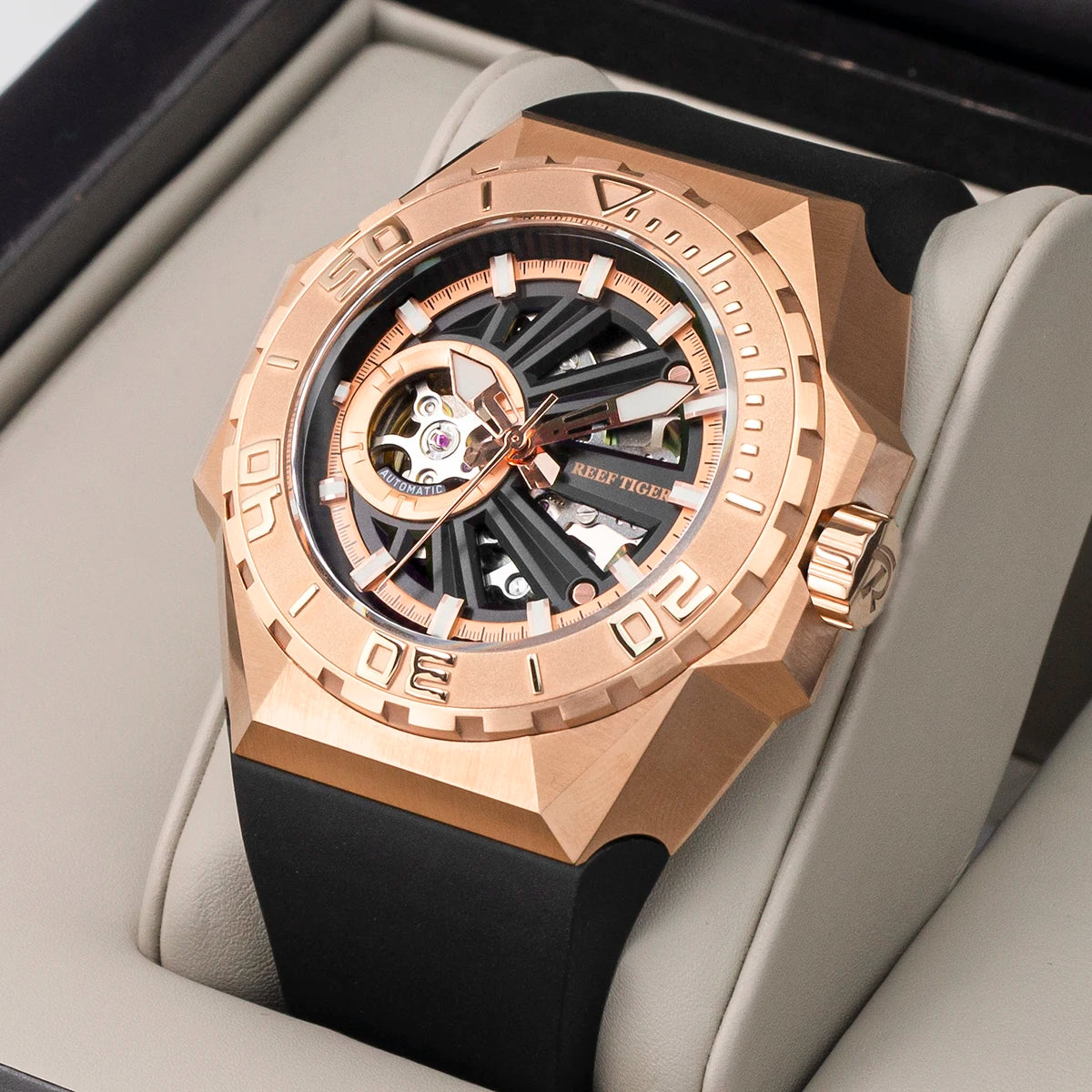 Montre Homme Automatique Squelette Sport Militaire Reef Tiger RGA6903-S – CLEVI Paris