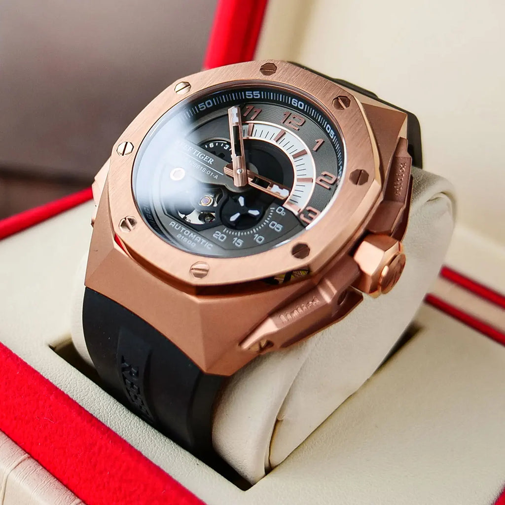 Montre Homme Automatique Squelette Sport Or Rose Reef Tiger RGA92S7 – CLEVI Paris