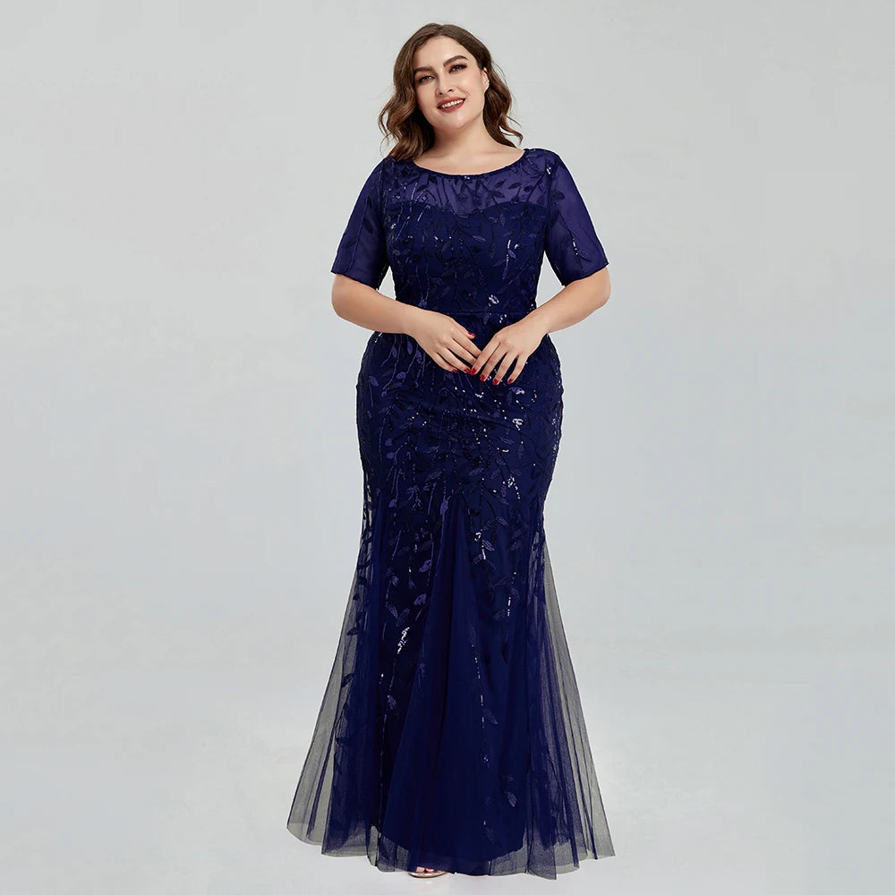 Robe de soirée sirène en tulle col V – CLEVI Paris