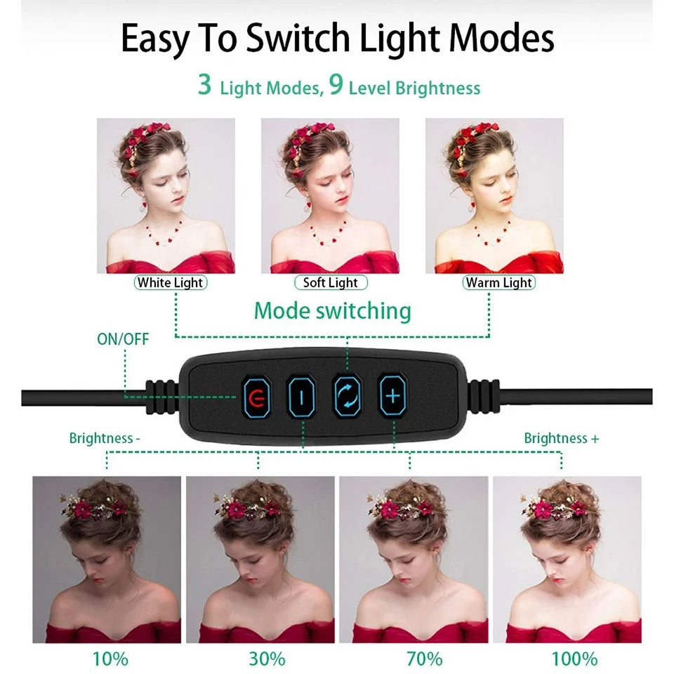 Anneau LED BTFOOR 26 cm avec support téléphone – CLEVI Paris