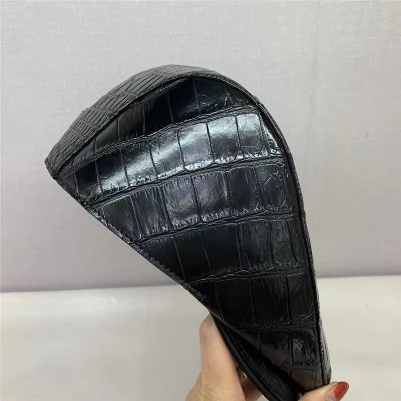 Casquette Gavroche Cuir Crocodile Homme Noir – CLEVI Paris