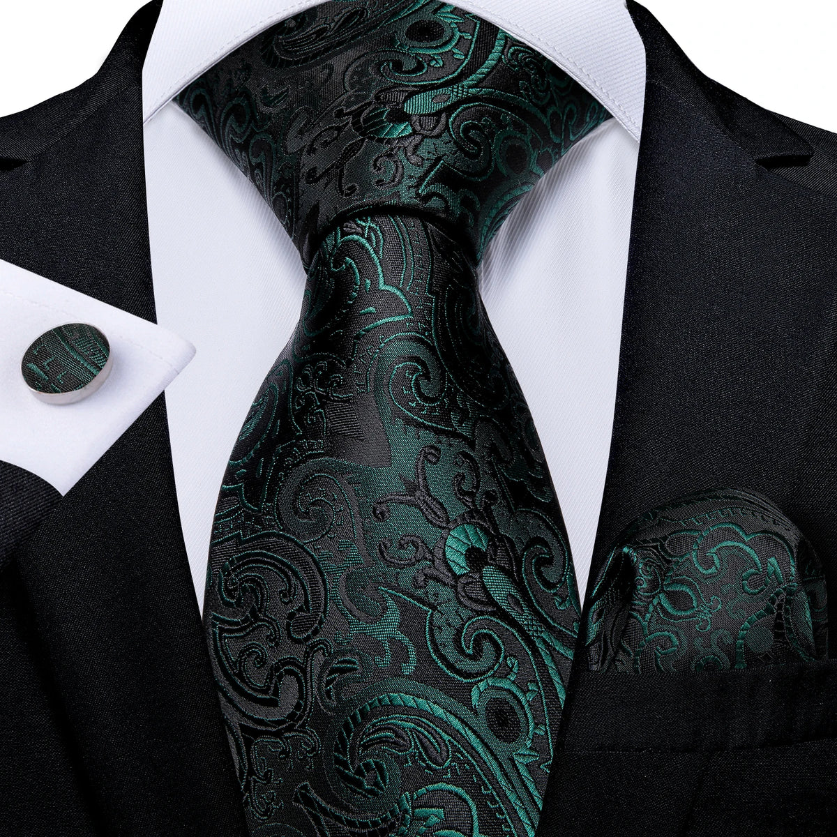 Coffret cravate homme paisley, pochette et boutons – CLEVI Paris