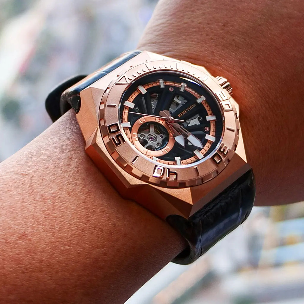 Montre Homme Automatique Squelette Sport Militaire Reef Tiger RGA6903-S – CLEVI Paris