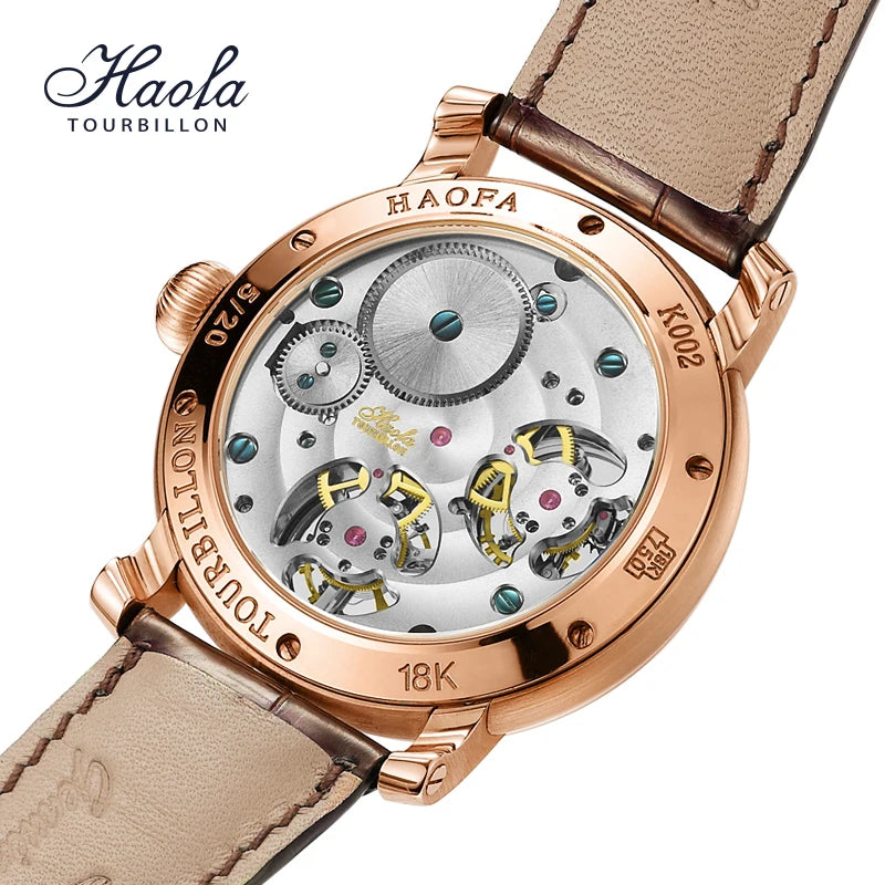 Montre Homme Double Tourbillon HAOFA K002 – Or Massif 18K Diamants Afrique du Sud Bracelet Alligator Édition Limitée – CLEVI Paris