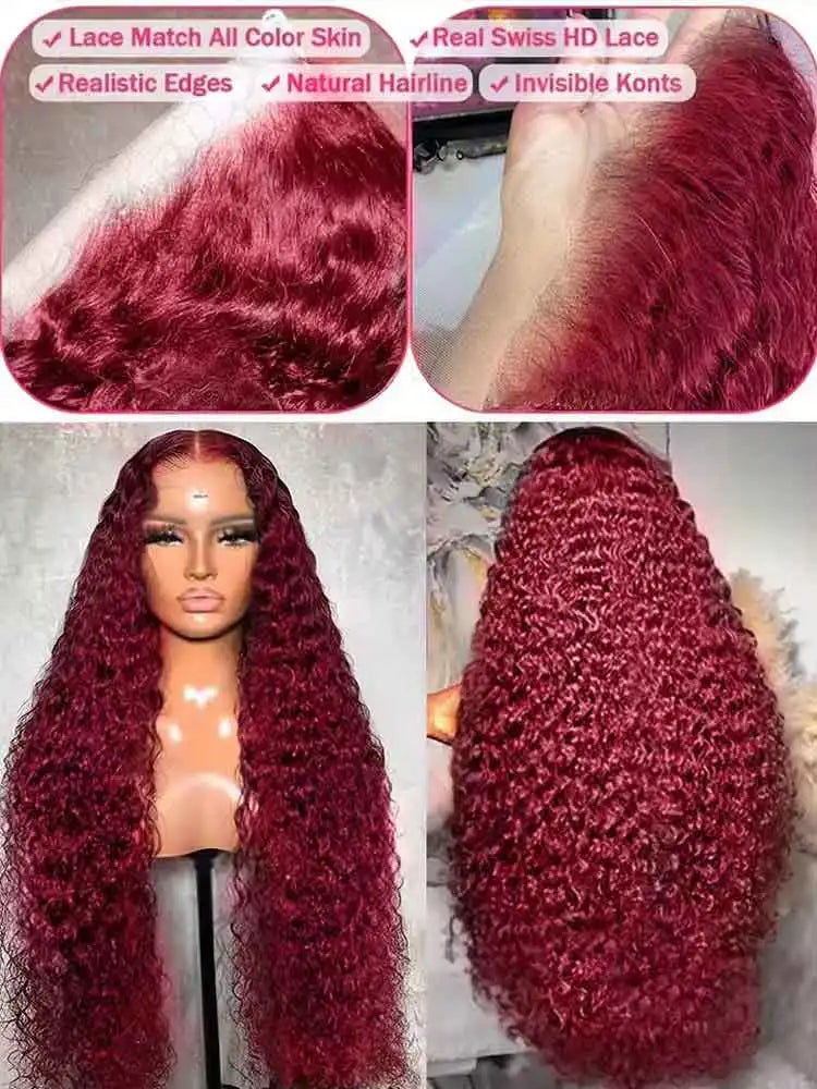 Perruque Lace Front 13x4 Deep Wave Cheveux Humains Brésiliens Bordeaux & Highlight – CLEVI Paris