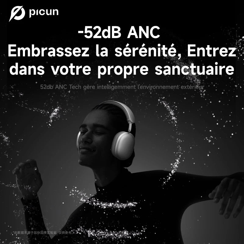 Casque Picun F8 Pro ANC -52dB 3D Spatial Audio 80h – CLEVI Paris