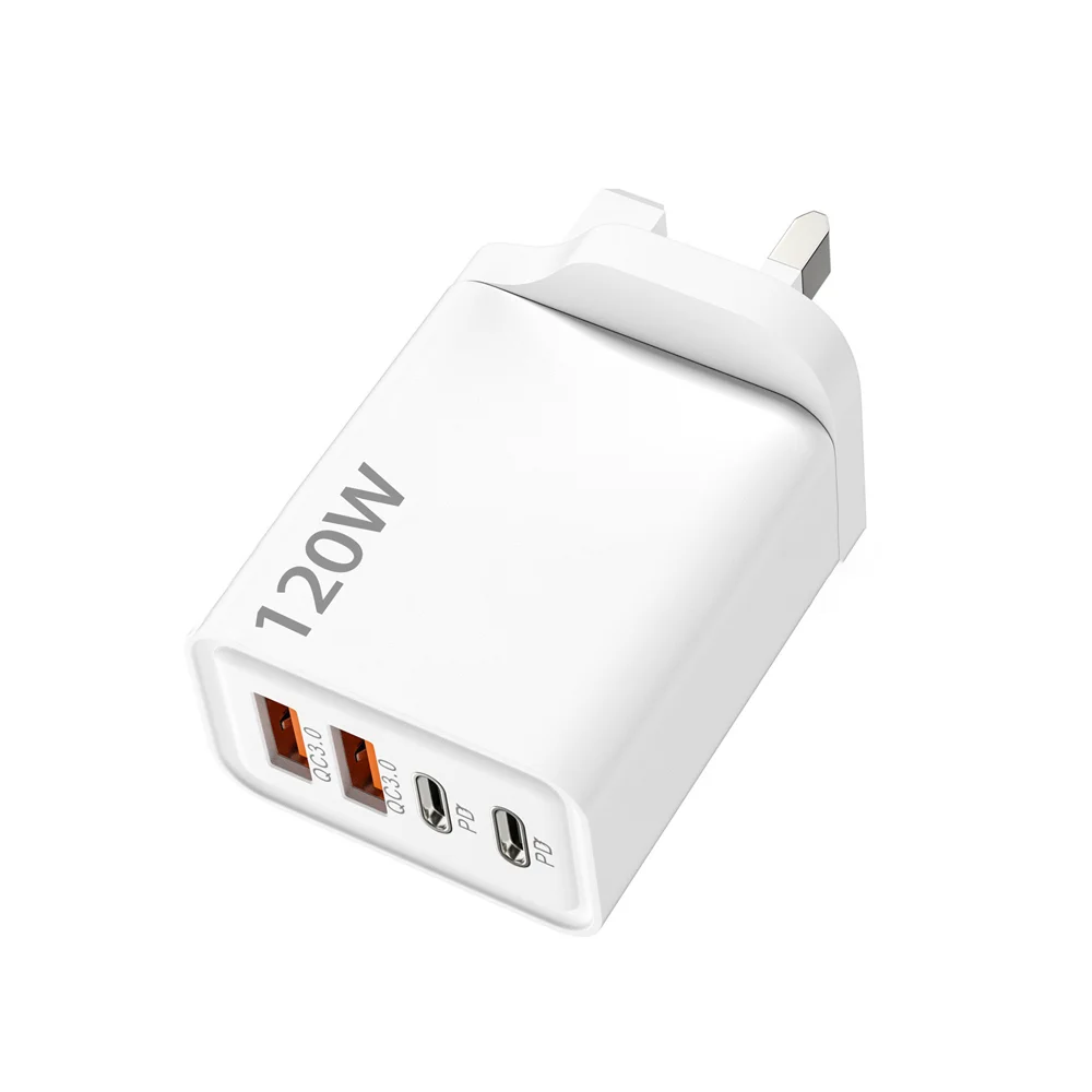 Chargeur Mural 4 Ports USB-C 120W + Câble 10A Prise EU US UK – CLEVI Paris