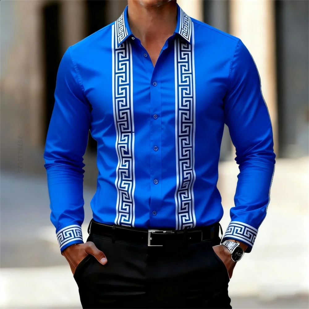 Chemise Imprimée Homme Manches Longues – CLEVI Paris