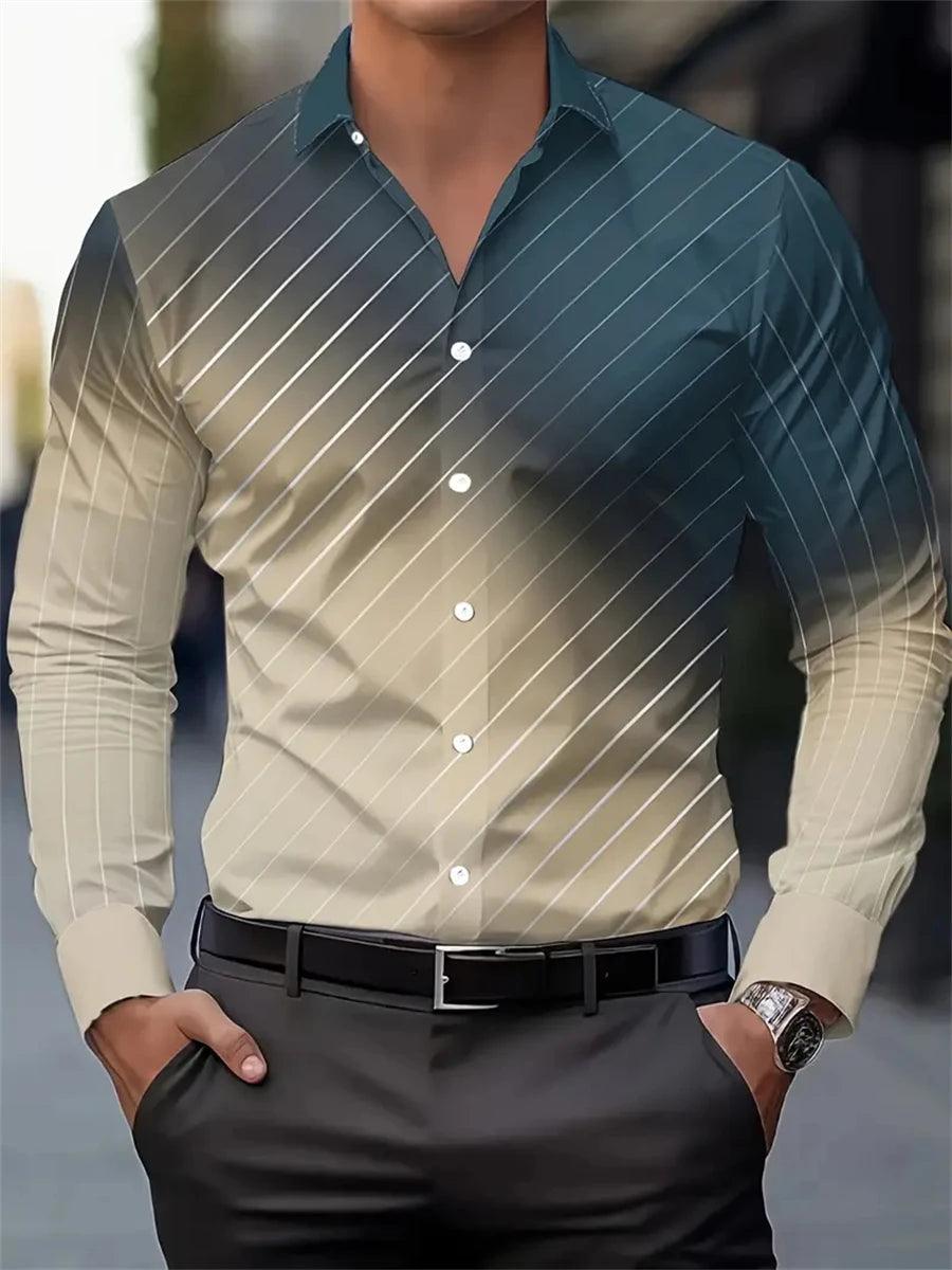 Chemise homme imprimée à manches longues – CLEVI Paris