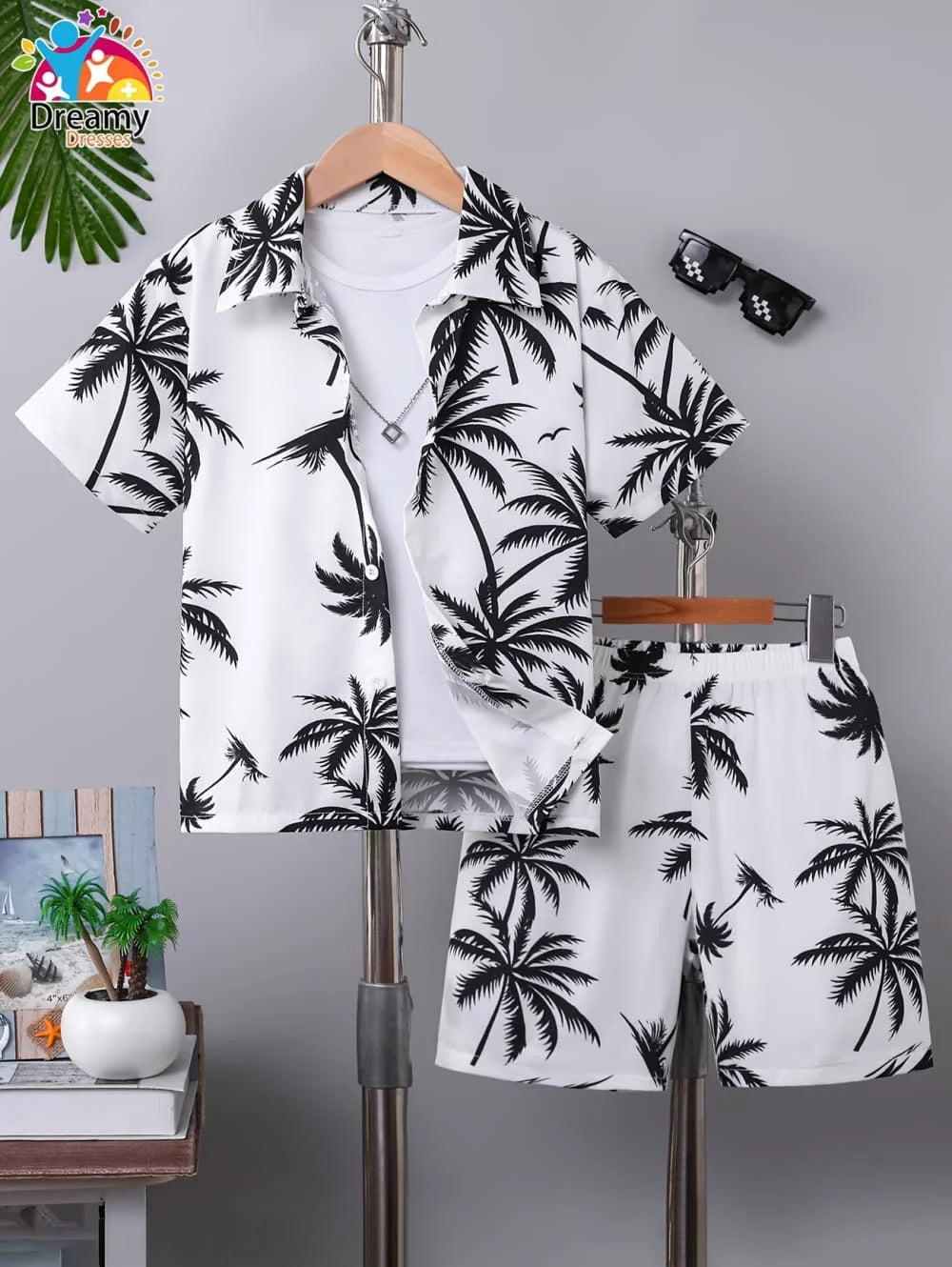 Ensemble garçon hawaïen haut et short – CLEVI Paris
