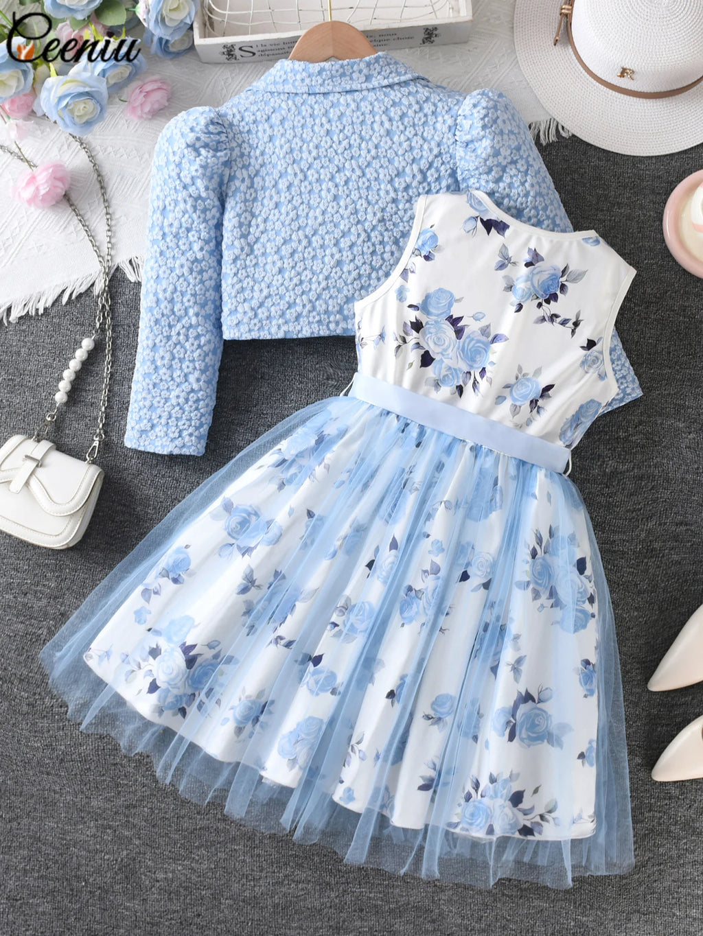 Ensemble fille robe et manteau de fête – CLEVI Paris