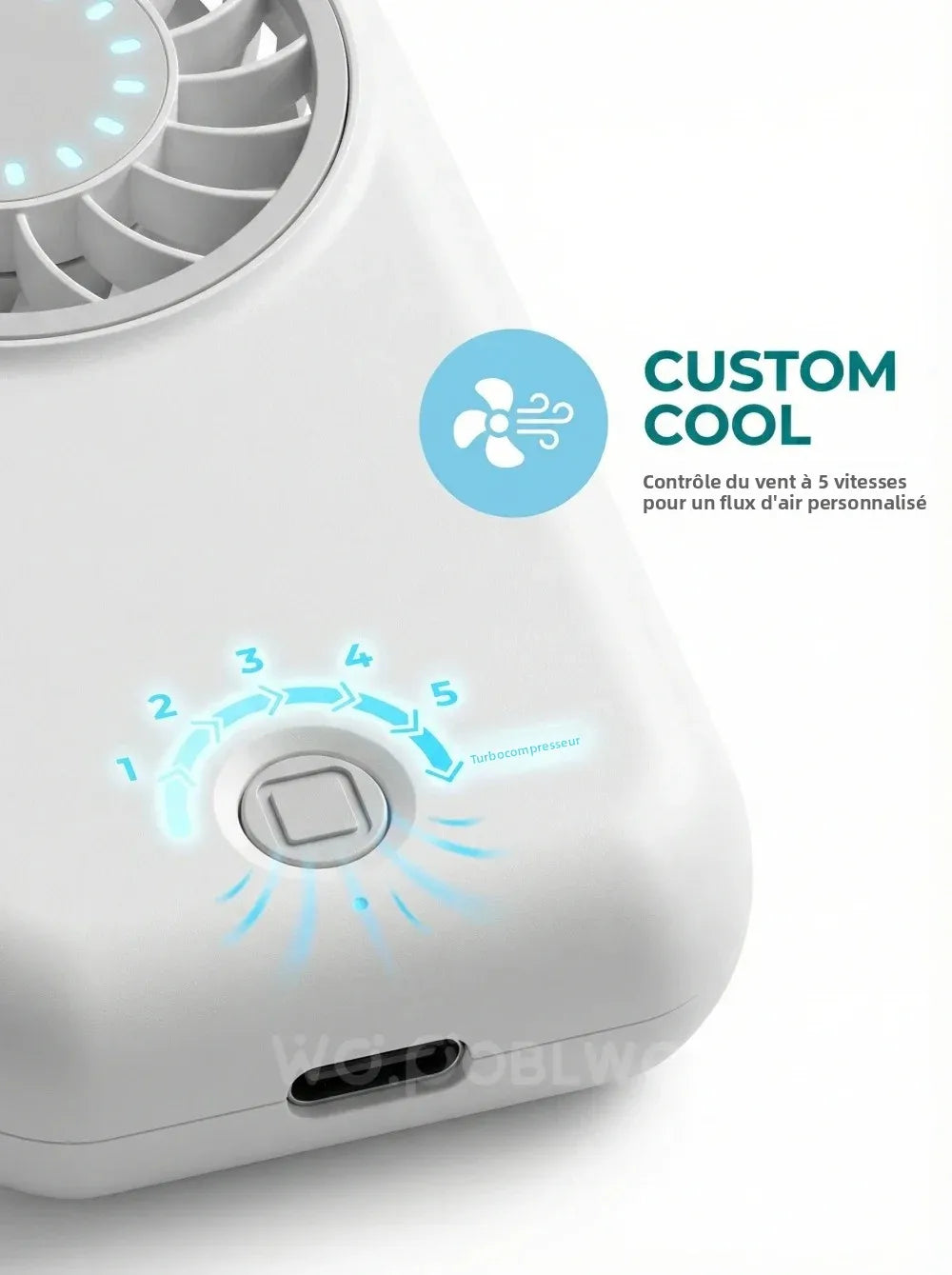 Mini ventilateur de poche 5 vitesses, 1200 mAh – CLEVI Paris