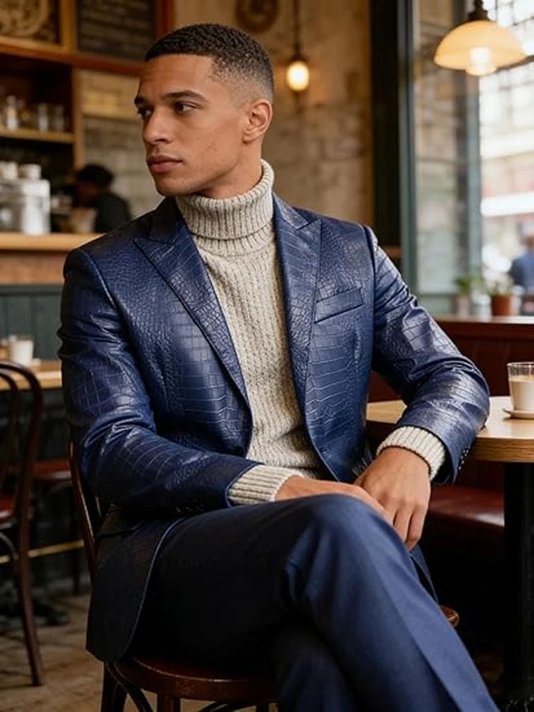 Veste homme en similicuir effet crocodile – CLEVI Paris