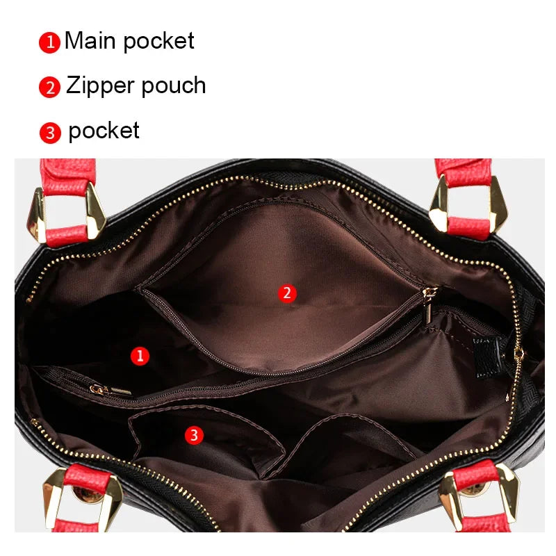 Sac Cabas Femme Cuir Vache Lettres Bicolore Noir & Rouge – CLEVI Paris