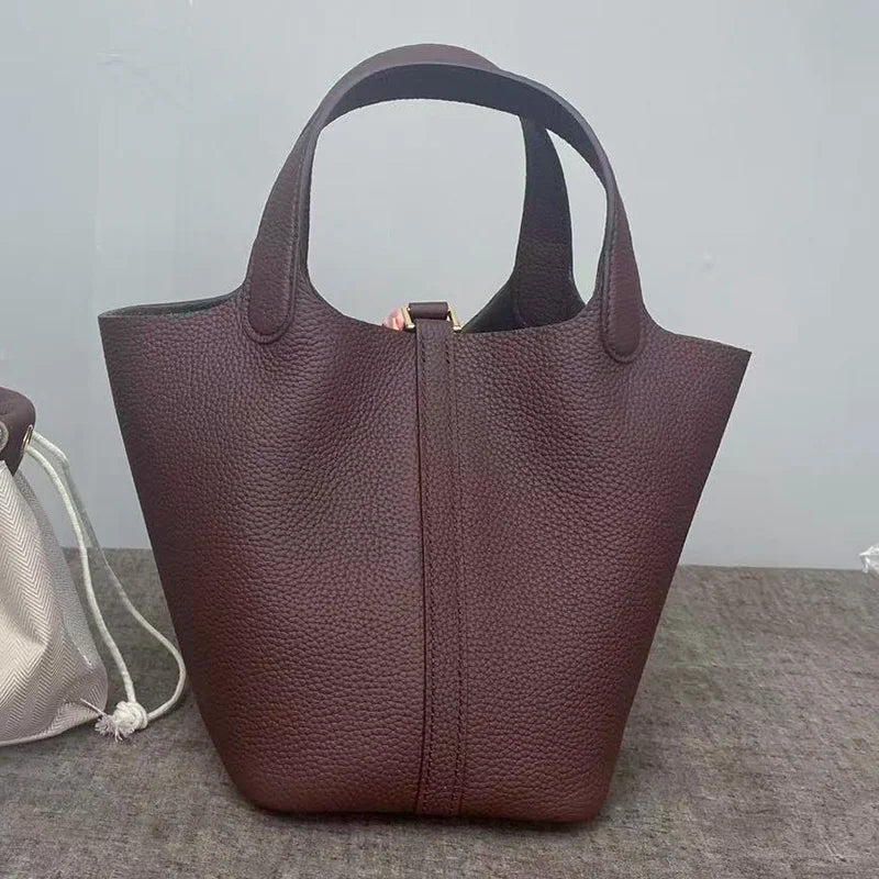 Sac Seau Cuir Togo Véritable Femme 2 Tailles Quincaillerie Or/Argent – CLEVI Paris