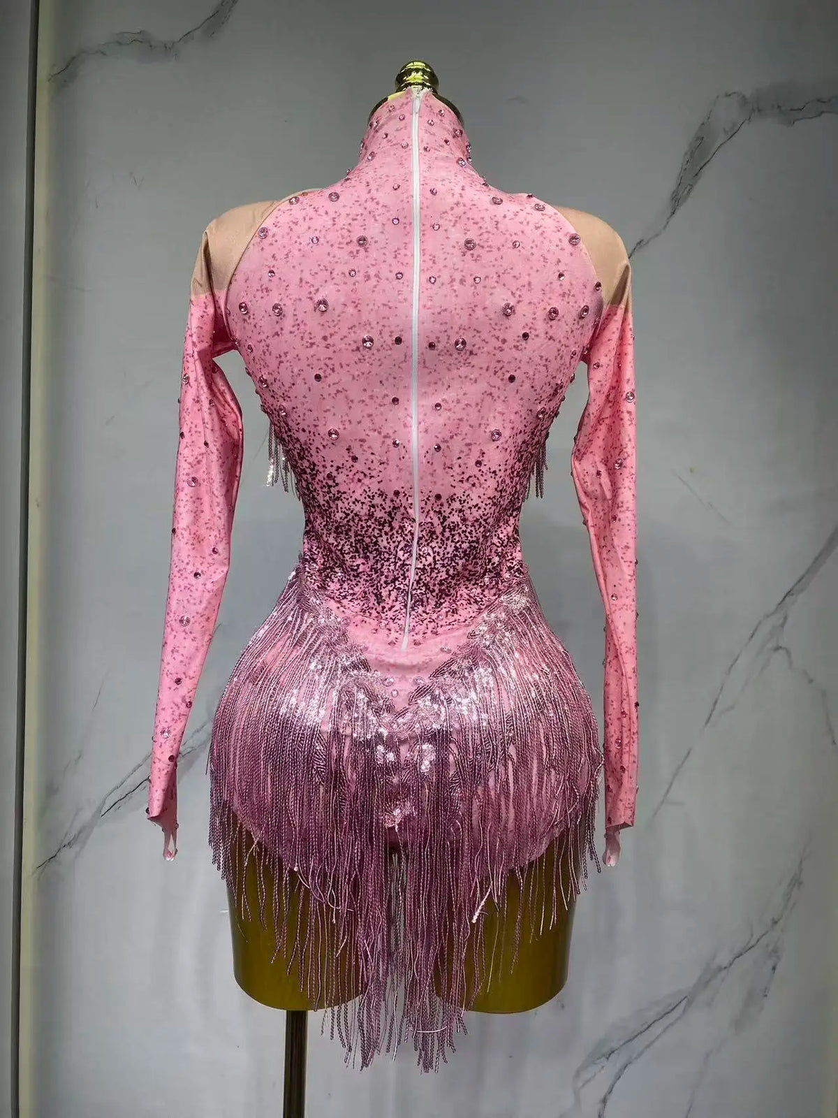 Justaucorps de scène à franges et strass – CLEVI Paris