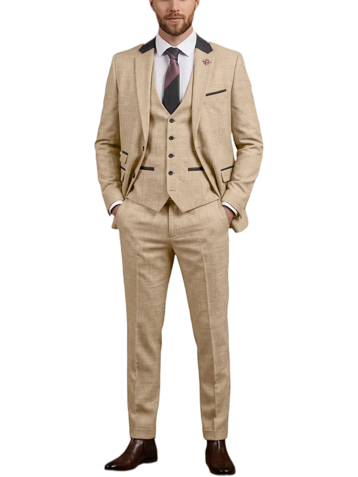 Costume homme 3 pièces en lin mélangé – CLEVI Paris