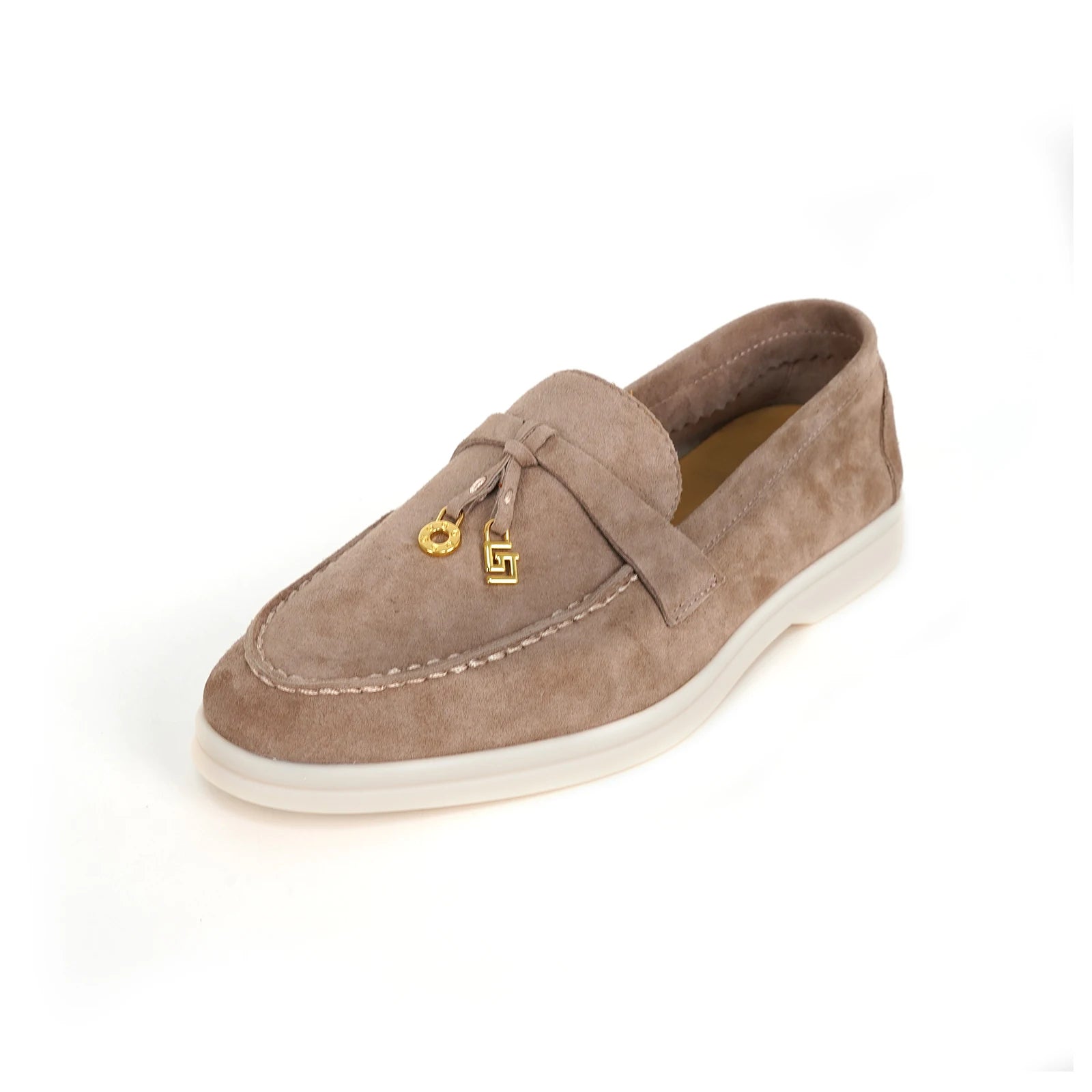 Mocassins Femme Daim Mouton Bout Rond Décoration Métal Slip-On Semelle Antidérapante – CLEVI Paris