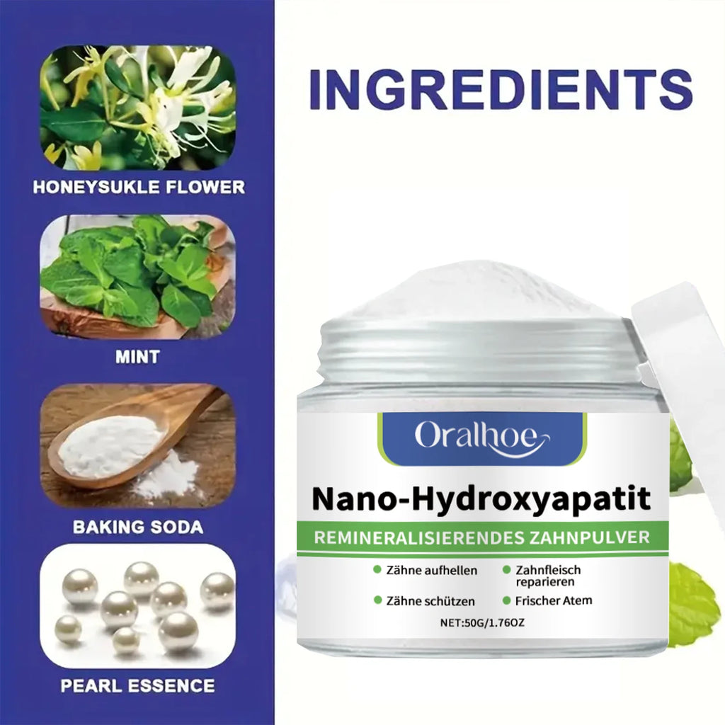 Poudre Dentifrice Blanchissante 10% Hydroxyapatite | Reminéralisation, Réparation Émail & Menthe Fraîche – CLEVI Paris