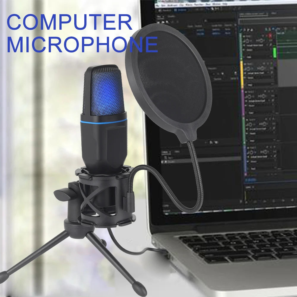 Microphone USB à Condensateur RGB – Gaming, Podcast, Streaming & Enregistrement Studio