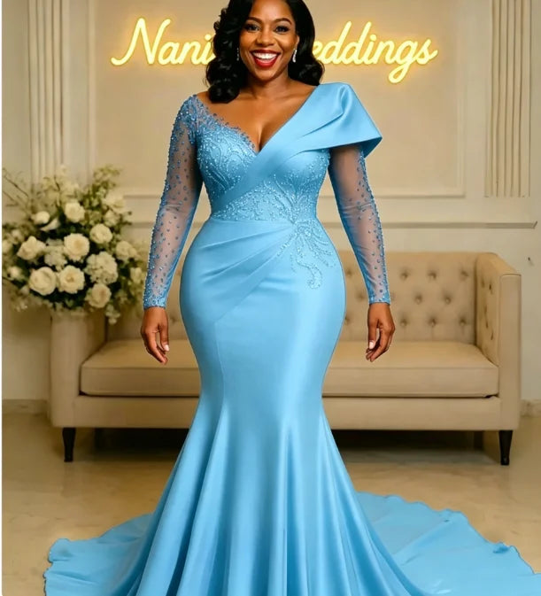 Robe de soirée sirène perles et cristaux – CLEVI Paris