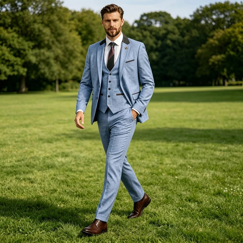 Costume homme 3 pièces en lin mélangé – CLEVI Paris