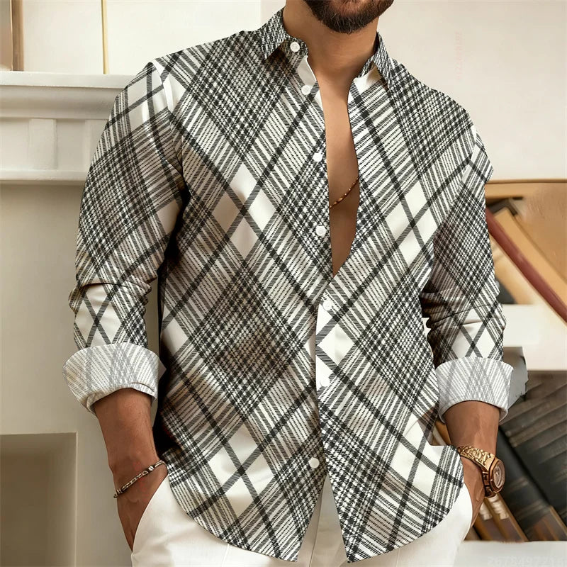 Chemise Homme Rayée Géométrique – CLEVI Paris