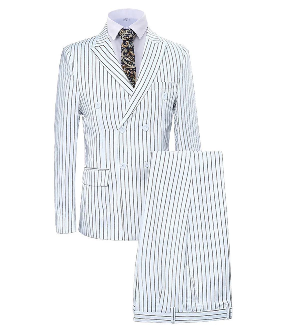 Costume 2 pièces homme rayé double boutonnage – CLEVI Paris