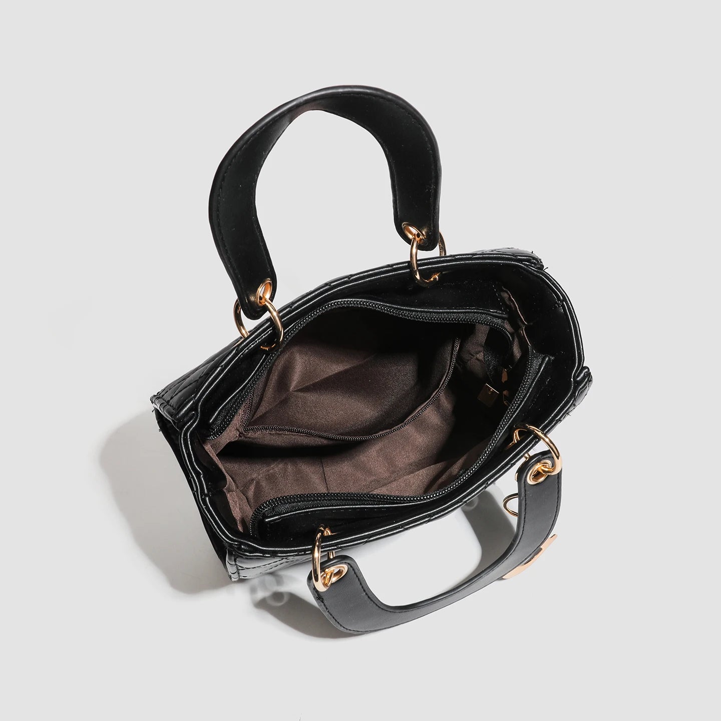 Sac Bandoulière Femme Cuir Motif Carreaux Souple 22×10×20cm Noir Blanc – CLEVI Paris