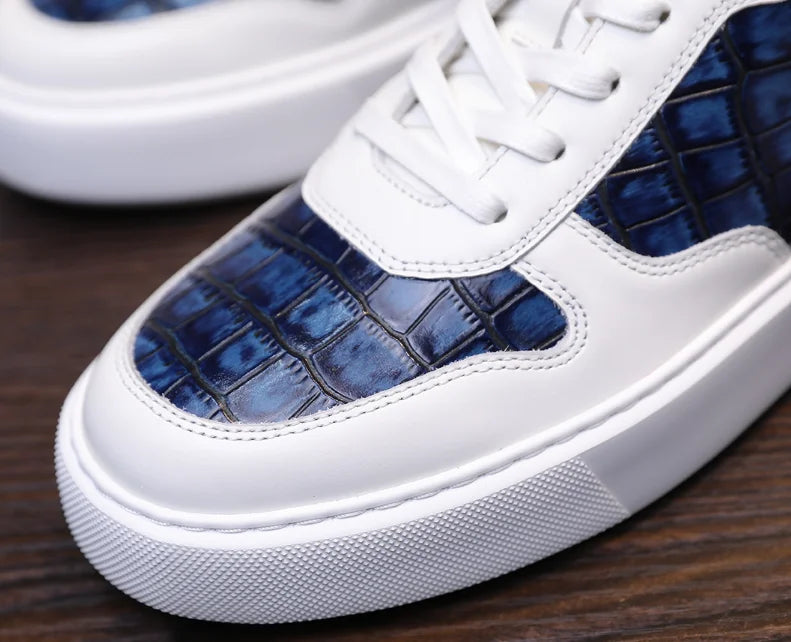 Sneakers homme bleues et blanches à lacets – CLEVI Paris