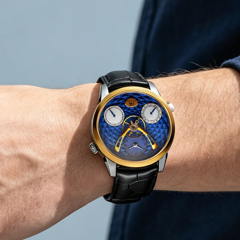 Montre Homme Automatique Shanghai Sky Dome 895 – Verre Saphir Calendrier Bracelet Cuir – CLEVI Paris