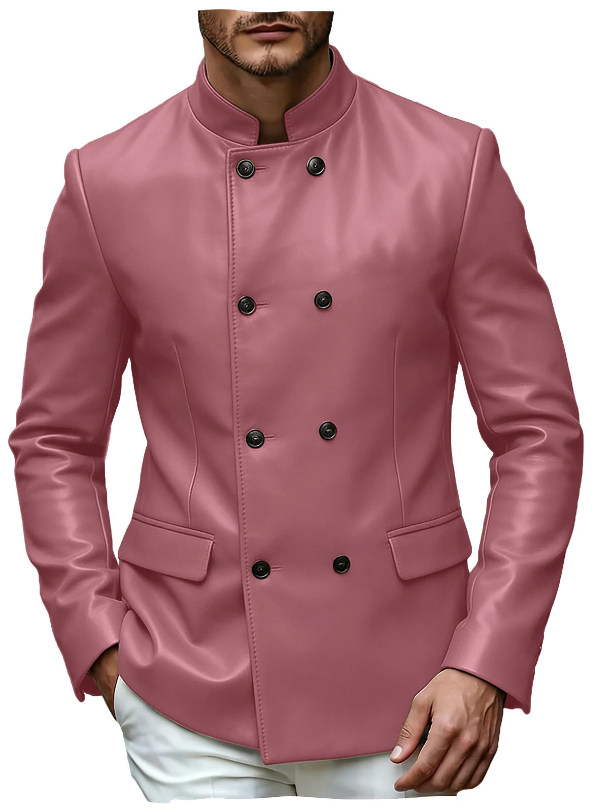 Blazer homme en similicuir, col montant – CLEVI Paris