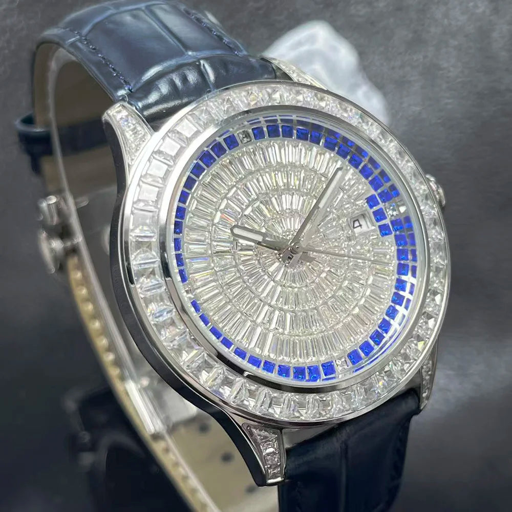 Montre Homme Automatique Cadran Argent Serti Diamants Huayra – CLEVI Paris