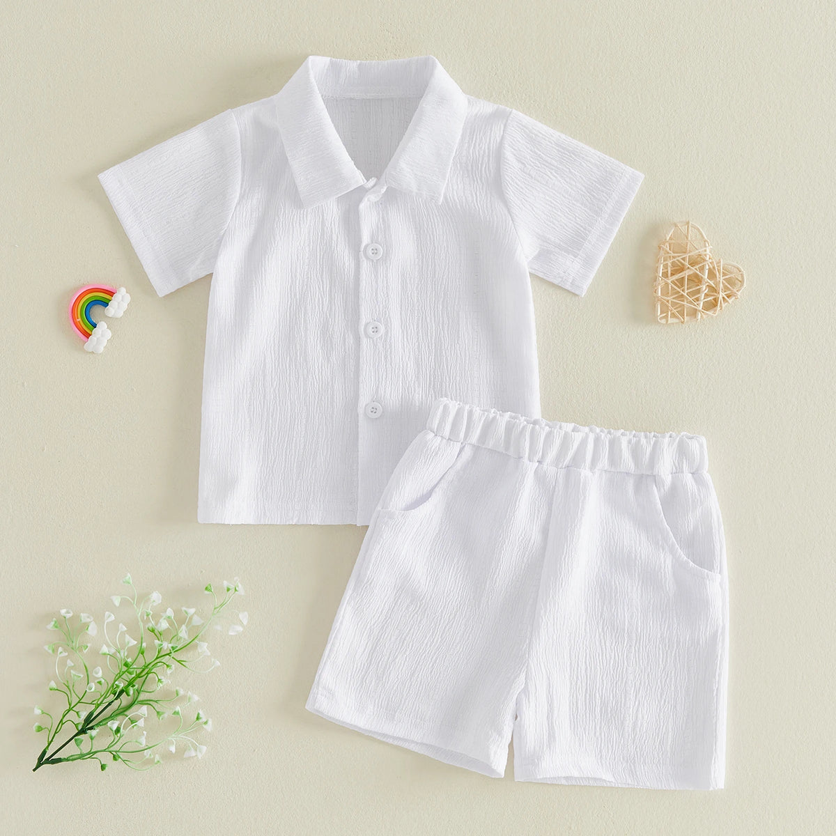 Ensemble garçon chemise texturée et short – CLEVI Paris