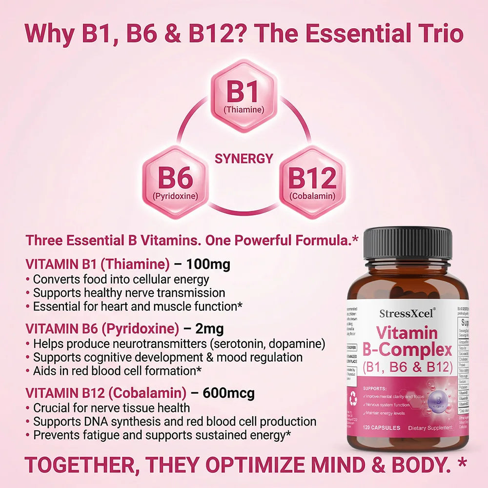 Complexe vitamines B1 B6 B12, 60 capsules – CLEVI Paris