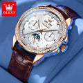 OLEVS 6695 Montre Homme Automatique Diamants Phase de Lune – CLEVI Paris